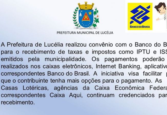 Banco do Brasil passa a receber tributos municipais