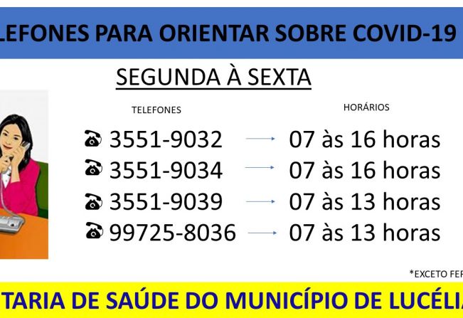 TELEFONES PARA ORIENTAR SOBRE O COVID-19